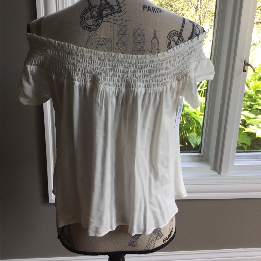 Aritzia smocked Off Shoulder Blouse Top XS